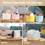 Happyiren Medium Woven Cotton Rope Basket with Handle Empty Decorative Gift Basket for Baby Shower, Graduation, Father's Day, Nursery Storage 13" Dia x 8" W x 6" H