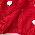 Adorable Baby Girls' Knit Sweater, Soft Cotton Cute Toddler Cardigan with 3D Love Heart Appliques (US, Age, 6 Months, 9 Months, Red)