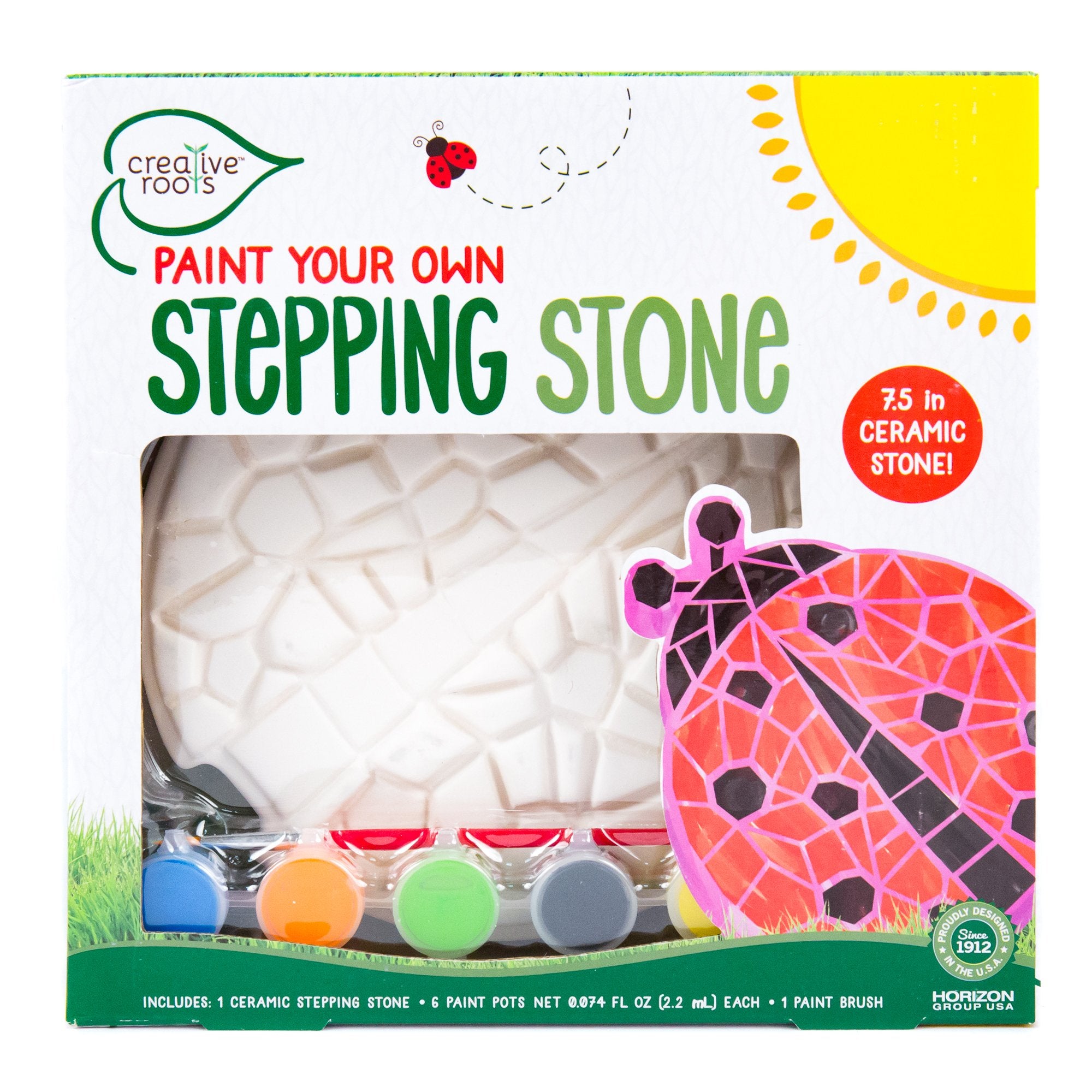 Creative Roots Mosaic Flower Garden Stepping Stone Kit, Includes 7-Inch Ceramic Stone & 6 Vibrant Paints, DIY Stepping Stone Kit for Kids Ages 6+