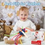 Hooku Montessori Toys for 1 Year Old, Sensory Toys for Babies, Food Grade Silicone Pull String Activity Toy, Fine Motor Toys, Travel Toys, Toddler Infant Girl Boy Gifts