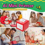 Zalmoxe Smart AI Voice Sticker Printer, Kids Toys Spark Imagination Intellectual Development, Mini Thermal Label Printer with Display, Inkless Portable Sticker Maker, 4 Rolls Paper