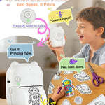 BLESSOURCE AI Mini Sticker Printer for Kids: Voice-to-Sticker, AI Dialogue, Inkless Thermal Printing, BPA & BPS-Free, Portable Sticker Maker Machine for Home & DIY, Creative Gift Set for Kids Ages 5+