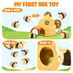Baby Toys 6-12 Months - Beehive Infant Toy with 5 Sensory Bees Stuffed Animals, Crinkle, Rattle, Mirror & Music, Montessori Toys for 6 7 8 9 10 11 12 Month Old Baby Boys Girls Birthday Christmas Gift