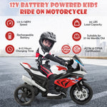 Costzon Kids Motorcycle, Licensed BMW 12V Battery Powered Electric Motorcycle with Headlight, Horn, Music, MP3, USB Port, 3 Wheels Ride on Toddler Motorcycle for Kids, Gift for Boys & Girls (Deep Red)