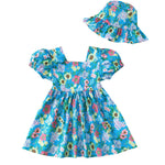 Baby Girl Clothes 12 18 Months Blue Baby Dresses Girl Summer Short Sleeve Sundress Cute Infant Floral Beach Dressess Boho 1 Year Old Girl Outfit