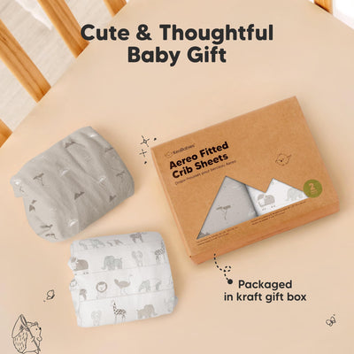 KeaBabies 2-Pack Fitted Crib Sheets for Boys, Girls, Baby - Soft Bamboo Viscose Cotton, 52x28 Standard Crib Mattress Sheets, Toddler Bed Mattress Cover, Gender Neutral, Breathable, Durable (Savannah)