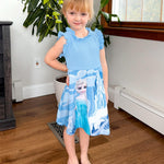 Disney Frozen Toddler Girl Dress Elsa Ruffle Sleeve Crinkled Casual Sundress Sleeveless Summer Outfit School Holiday Clothes Blue 2T