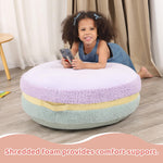 MOMCAYWEX Macaron Bean Bag Chair for Kids and Teens, Comfy Sherpa Pouf Ottoman for Kids and Adult, 27.5"×27.5"×13.5", Purple and Green