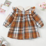 Little Girls Clothes 3t 4t Girl Fall Clothes Cute Brown White Plaid Winter Kids Dress Toddler Long Sleeve Swing Checkered Dresses Toddler Outfit
