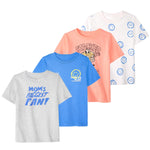 Garanimals Baby & Toddler Boy Mom Tees - Short Sleeve Tees - Kid's Casual Crew Neck - Size 3-6 Months - White, Blue, Orange, Light Grey - 4 Pack