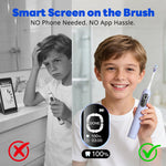 SAKYPRORAL Kids Electric Toothbrush for Teens Tween (6-15Y), Smart AI Screen with Brushing Score, Soft Bristles, Visual Timer for Braces, 150 Days Battery with Travel Case (Blue)