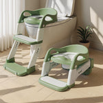 Wanchouse 3-in-1 Potty Training Seat & Training Toilet & Potty Chair, Height AdjustableToddler Toilet Seat for Kids, Foldable Potty Training Toilet with Splash Guard & Anti-Slip Steps (Green)