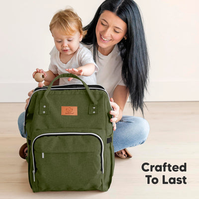 KeaBabies Baby Diaper Bag Backpack - Large Baby Bag for Boys, Girls, Waterproof Multi Function Travel Diaper Backpack with Changing Pad, Durable Travel Essentials for Moms and Dads (Coffee Brown)