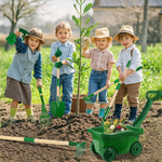 Duckura Kids Gardening Tools Set - 7pcs Wheelbarrow Set for Kids with Shovel, Rake, Leaf Rake, Summer Outdoor Yard Digging Weed Birthday Gifts Toys, Easter for Boys Girls Age 2 3+ Years(Green)