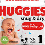 Huggies Size 1 Diapers, Snug & Dry Newborn Diapers, Size 1 (8-14 lbs), 128 Count, Packaging May Vary