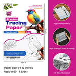 Tracing Paper 9x12 Inch - 50 Sheets 41lb/63gsm Transparent Trace Paper for Sketching, Preliminary Drawing, Drafting & Art Projects - Premium Translucent Tracing Paper for Pencil, Marker and Ink