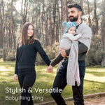 Ring Sling Baby Carrier - USA Lab Tested, 100% Natural Cotton Muslin, Breathable & Ergonomic Ring Sling Grey Rose