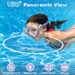 Freela Kids Swim Goggles for Girls Kids Boys 3-6 4-7 6-14 8-12 with Nose Cover, Water Pool Beach Swimming Goggles Mask for Childrens Youth Age 4 5 Tempered Glass Anti Fog Waterproof 180° Clear View