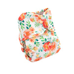 Floral-patterned diaper on a white background