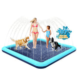 97'' Splash Pad for Dogs, Non-Slip Sprinkler for Kids, Square Splash Pad for Kids Ages 4-8, Splash Pads for Toddlers 1-3, Dog Sprinkler Shallow Pool, Outdoor Water Toys for Backyard, Teal