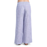 Motherhood Maternity Women's Smocked Waist Wide Leg Pregnancy Summer Casual Pants, Blue Stripe, Medium