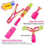 OceanWings LED Flying Set with Whistle, 25 Slingshot+25 Glow Helicopter, Flying Toy Outdoor Toy Glow in The Dark Party Supplies Party Favors Bulk for Kids 8-12,4-8 Outdoor Game Easter Basket Stuffer