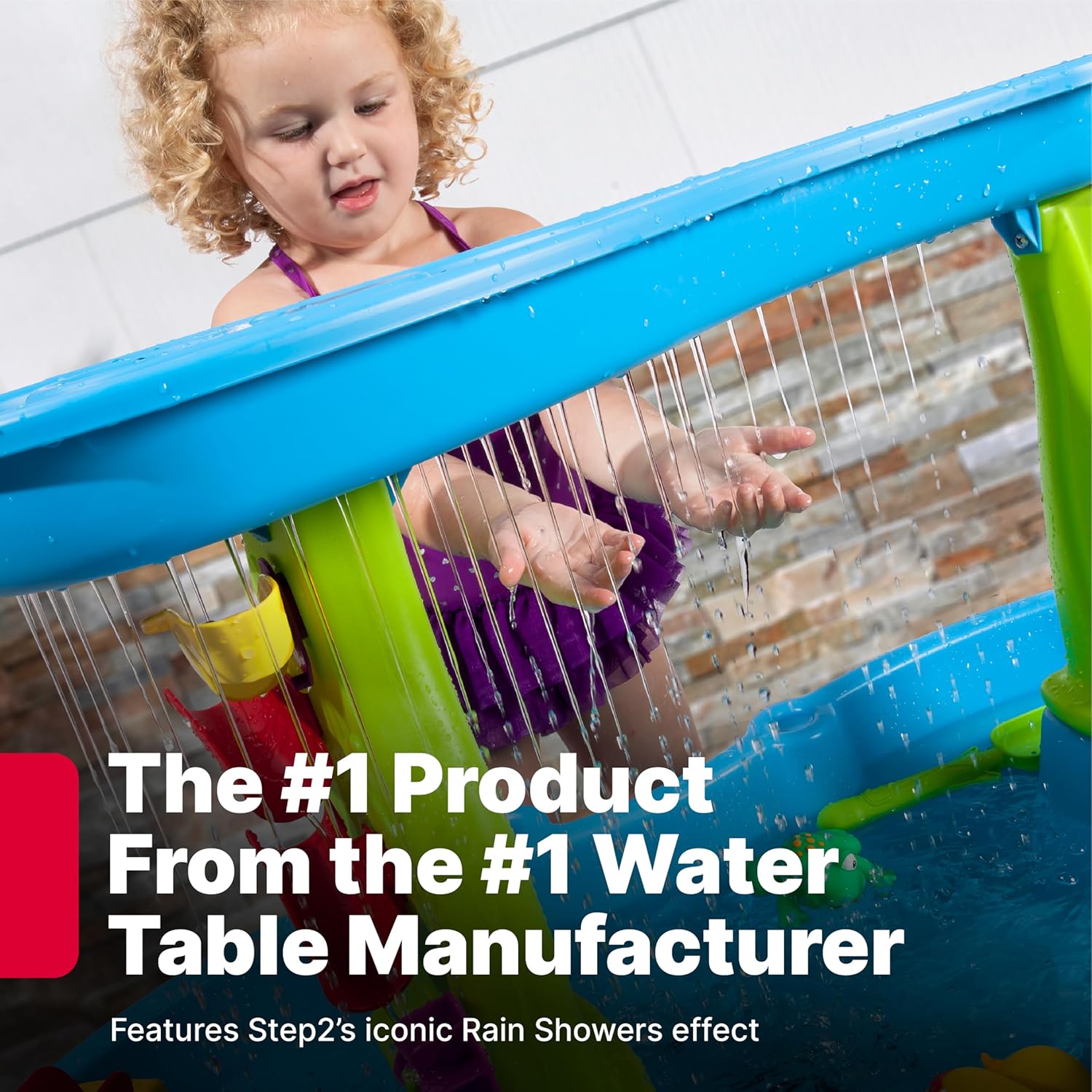 Step2 Rain Showers Splash Pond Toddler Water Table, Kids Water and Sand Activity Sensory Playset, Summer Outdoor Toys, 13 Piece Toy Accessories, For Toddles 1.5+ Years Old