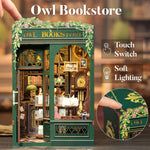 CUTEBEE Book Nook Kit - DIY Miniature House Kit for Adults, Teens and Beginners, Dollhouse Booknook Library Tiny House Bookshelf Decor 3D Wooden Puzzle, Gifts for Family, Friends (Owl Bookstore)