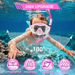 Kids Snorkel Set for Boys Girls Youth Junior Age from 5-13 Years Old Upgraded Dry Top Snorkel Mask Snorkeling Gear with Carrying Bag for Pool Swimming Diving Water Park Beach Vacation