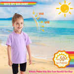 Girls Rash Guard Swim Shirt Short Sleeve for Toddler Kids Youth Rashguard Water Shirt UPF 50 Swimming Fishing Sun SPF Tee Light Purple 4T
