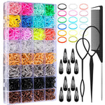Hair Accessories for Girl, 1543 Pcs Elastic Hair Rubber Bands Set 20 Colors Elastic Hair Ties with Organizer Box Cotton Baby Hair Ties, Hair Tail Tools, Rat Tail Comb, Butterfly Hair Clips