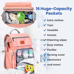 PILLANI Baby Diaper Bag Backpack - Baby Bags for Girls - Diaper Backpack - Large Pink Diaper Bags for Baby Girl w/Changing Pad - Baby Gifts for Girls, Baby Girl Gifts, Newborn Essentials Stuff for Mom
