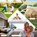 Abdtech Inflatable Toddler Travel Bed - Portable Toddler Bed for Kids - Comfortable Kids Air Mattress with 3 Sides Safety Bumpers - Toddler Blow Up Mattress with Sides for Camping Travel（53 Inches）