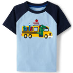 Gymboree,and Toddler Embroidered Graphic Short Sleeve T-Shirts,Dino Bus,12