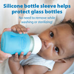 Dr. Brown's Natural Flow Anti-Colic Options+ Wide-Neck Glass Baby Bottle 5 oz/150 mL, with Level 1 Slow Flow Nipple, 1 Pack, 0m+