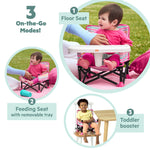 Bright Starts Disney Minnie Mouse Pop 'N Sit Portable Booster, Indoor/Outdoor Use, Floor Seat with Feeding Tray, 6 Mos - 3 Yrs
