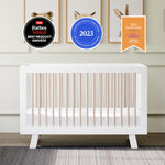 Babyletto Hudson 3-in-1 Convertible Baby Crib with Wooden Toddler Bed & Daybed Conversion - Easy to Assemble & GREENGUARD Gold Certified - 4 Adjustable Mattress Heights - White & Washed Natural