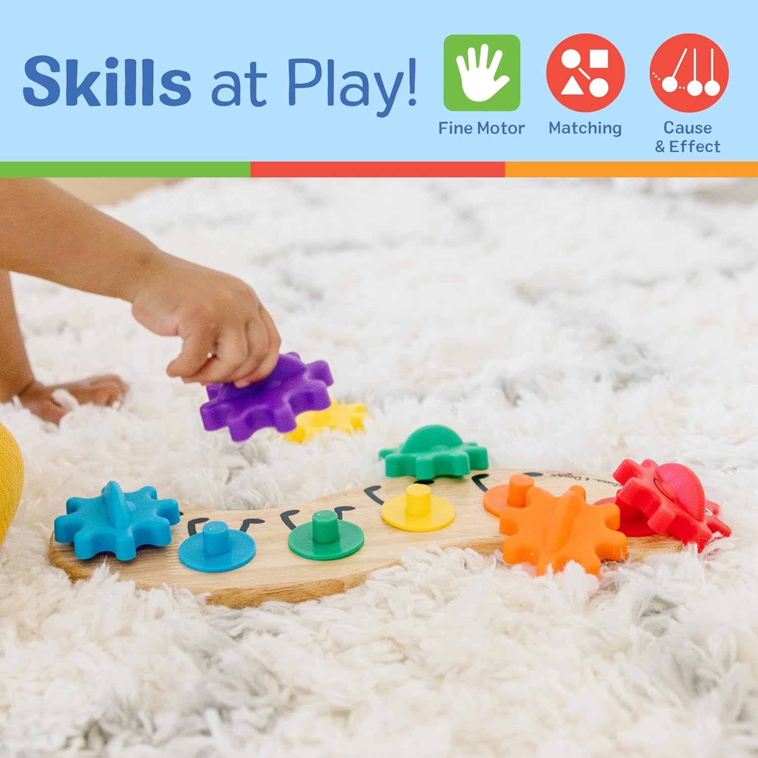 Melissa & Doug Rainbow Caterpillar Gear Toy With 6 Interchangeable Gears - For Toddlers And Babies