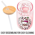 Silver Buffalo Sanrio Hello Kitty Glass Tumbler with Bamboo Lid and Glass Straw, 16 Ounces