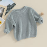 Yoawdats Toddler Baby Girl Boy Long Sleeve Knit Sweater Cute Round Neck Pullover Fall Winter Warm Tops Clothes (Grey Green, 0-3 Months)