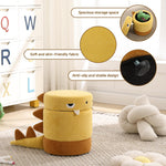 DAYAOUTDOOR Kid Desk Chairs, Toddler Chair, Kid Furniture with Storage Ottoman, Dinosaur Storage Chair, Children Cute Desk Chair, Small Multi-Purpose Footstool for Playroom & Bedroom, Yelllow