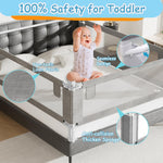 AquaVogue 3-Pack King Size Bed Rails for Toddlers -Height Adjustable Baby Bed Rail Guard Specially Designed for King Size Bed (78.7"x78.7"x74.8"-Grey)