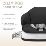 Dream On Me Cozy Pod Baby Booster Seat for 6–36 Months, Portable Travel Booster Chair with 3-Point Safety Harness & 2 Fixing Belts, for Table & Dining, Lightweight Foldable & Easy to Carry - Black