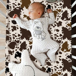 Hahafelt 3 Piece Patchwork Crib Bedding Set, Neutral Cow Cactus Print Baby Bedding, Barnyard Western Nursery Decor, Standard Size Soft Baby Bed Set Includes Quilt, Fitted Crib Sheet, Bed Skirt
