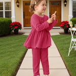 Kucnuzki Baby Girl Clothes 6-9 Months Long Sleeve Crewneck Sweatshirt Cute Tunic Top Hot Pink Baby Leggings Pants 9-12 Month Girl Clothes Fall Winter Outfits