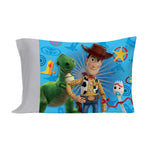 Disney Toy Story - Play Time - Blue, Yellow, Green, Red, Gray 4 Piece Toddler Bed Set with Comforter, Flat Top Sheet, Fitted Bottom Sheet, Standard Size Pillowcase