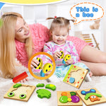 Bekayshad Wooden Puzzles Toddler Toys Gifts for 1 2 3 Year Old Boys Girls, Animal Jigsaw Puzzles Montessori Toys, Learning Educational Christmas Birthday Gifts for Girls Boys Ages 1-3