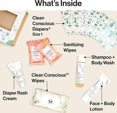 The Honest Company Baby Arrival Gift Set Newborn Essentials Welcome Box Diapers Wipes Personal Care Diaper Rash Cream
