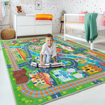 plumlik Car Rug Play Mat for Kids Toy Cars, Road Traffic Playmat for Kid Bedroom, Non-Slip Machine Washable Town City Race Track Carpet for Learn and Have Fun 3'x4'/ 36"x48"