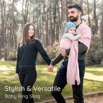 Ring Sling Baby Carrier - USA Lab Tested, 100% Natural Cotton Muslin, Breathable & Ergonomic Ring Sling Rose